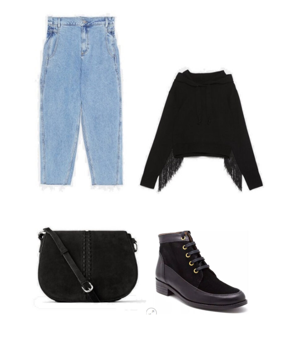botin negro plano