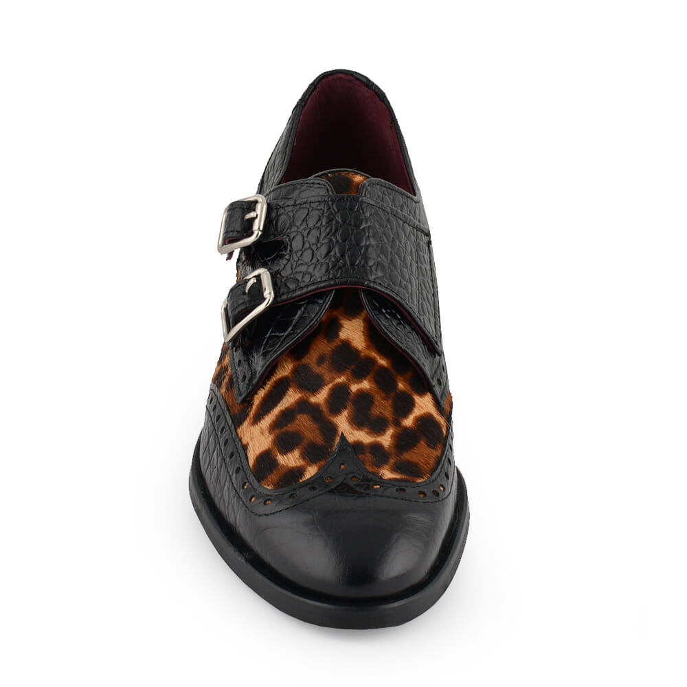 Comprar mocasín de piel negro combinado con efecto leopardo modelo Wodonga II Comprar mocasín de piel negro combinado con efecto leopardo modelo Wodonga II