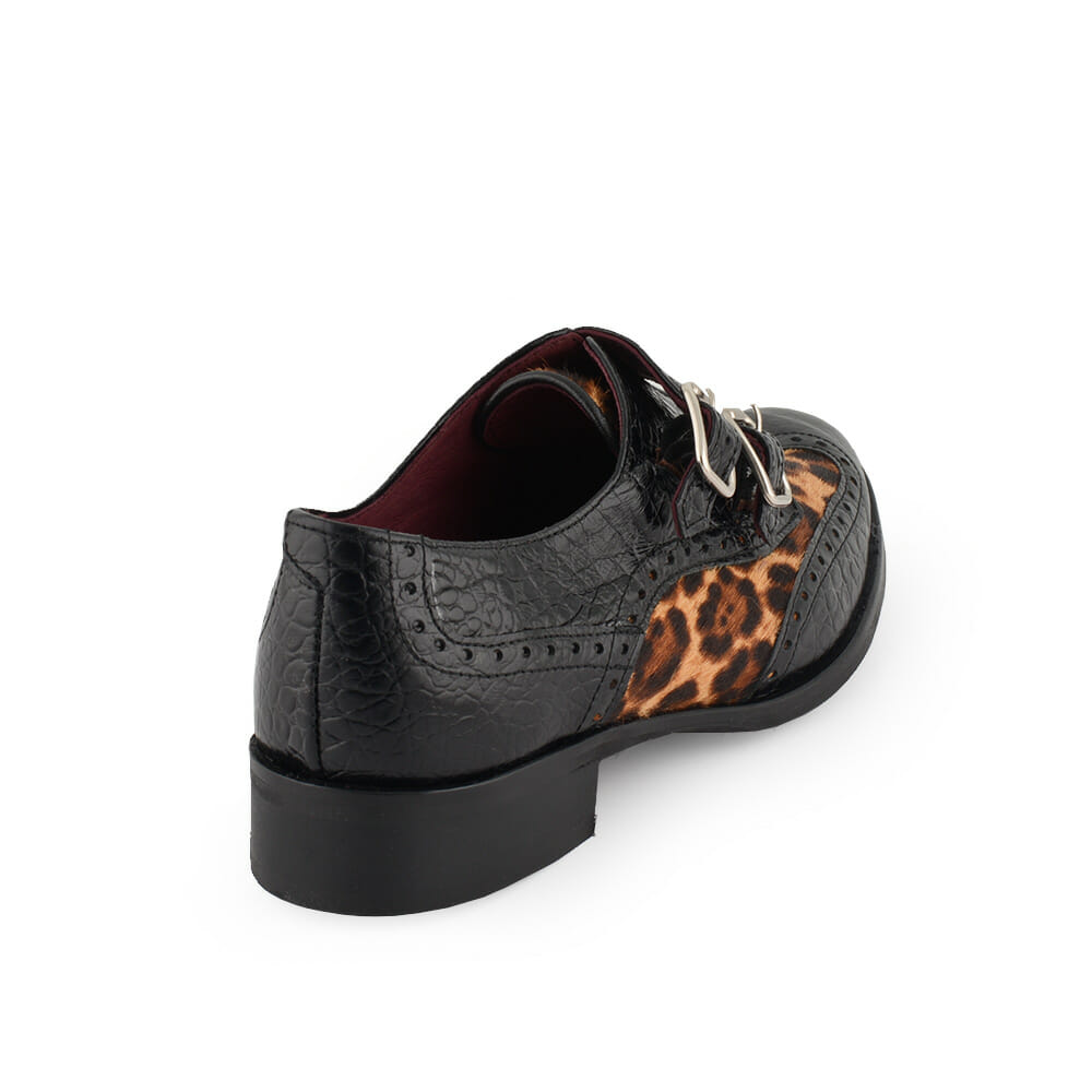 Comprar mocasín de piel negro combinado con efecto leopardo modelo Wodonga II Comprar mocasín de piel negro combinado con efecto leopardo modelo Wodonga II