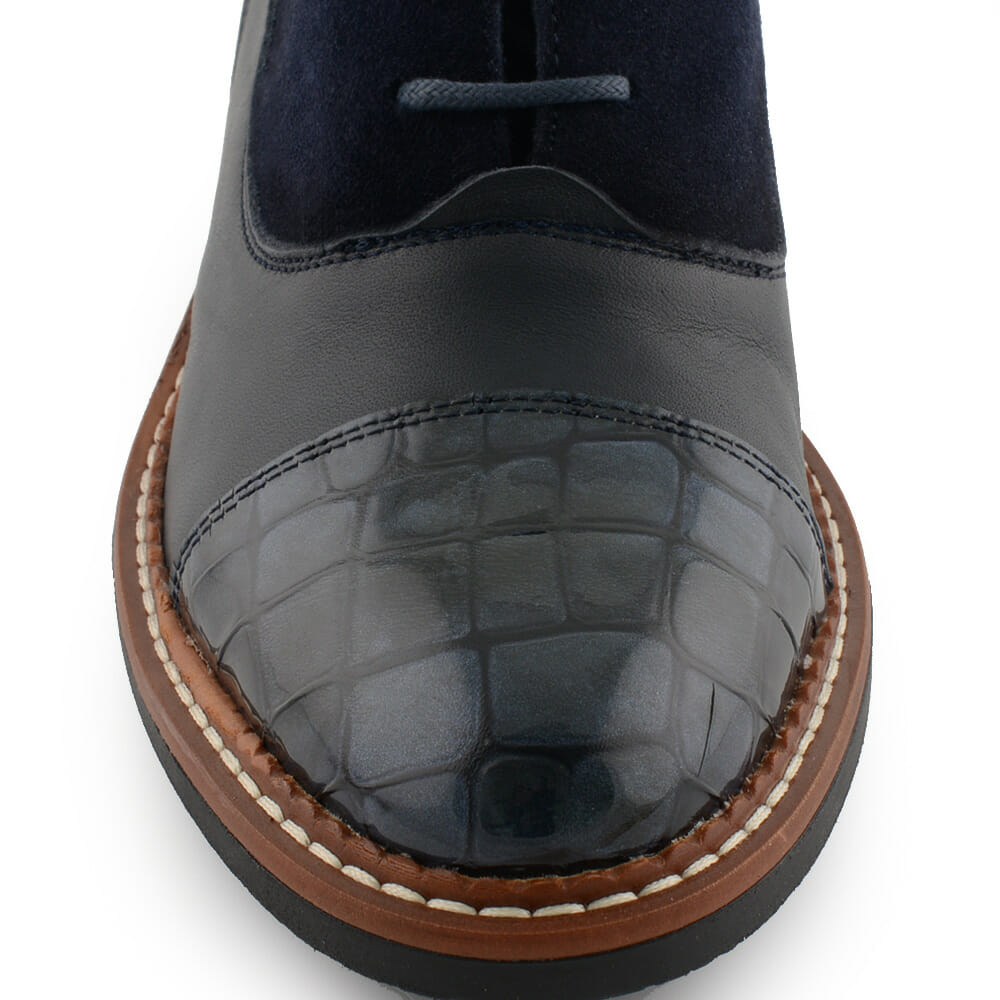 Botín plano azul combinado ante y piel en cuero con hebilla lateral edición limitada paparazzo Botín plano azul combinado ante y piel en cuero con hebilla lateral edición limitada paparazzo