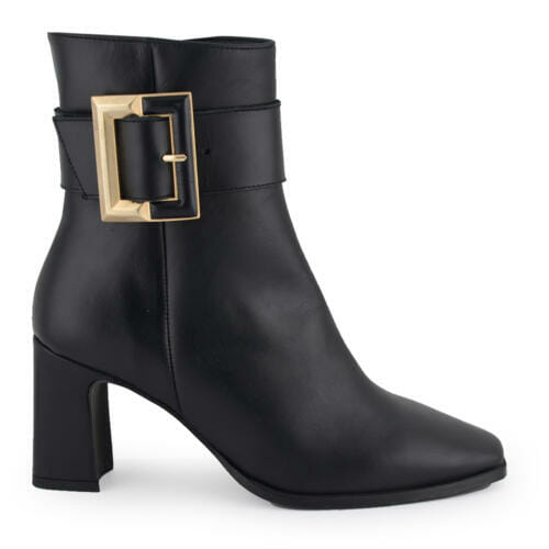 Botín de piel negra con tacón de 7 cm zapateria online zapateria valladolid