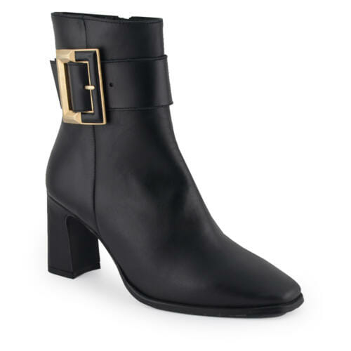 Botín de piel negra con tacón de 7 cm zapateria online zapateria valladolid