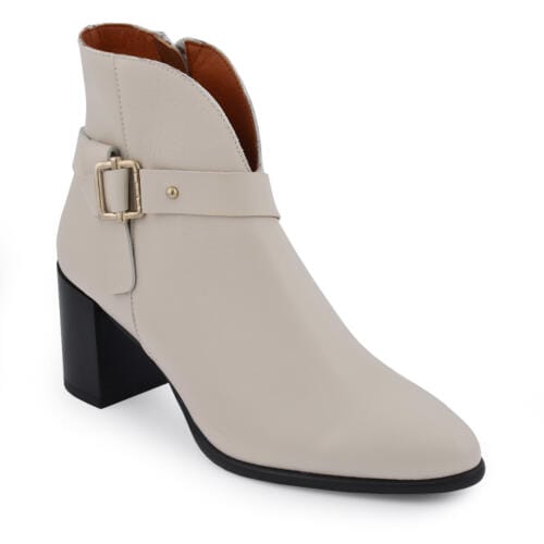 botín de piel beige con tacón ancho zapateria online zapateria valladolid