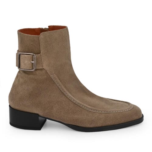 botín de ante de piel beige mujer zapateria online zapateria valladolid