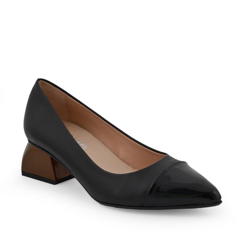 zapato de salón de piel negro de mujer zapateria online zapateria valladolid